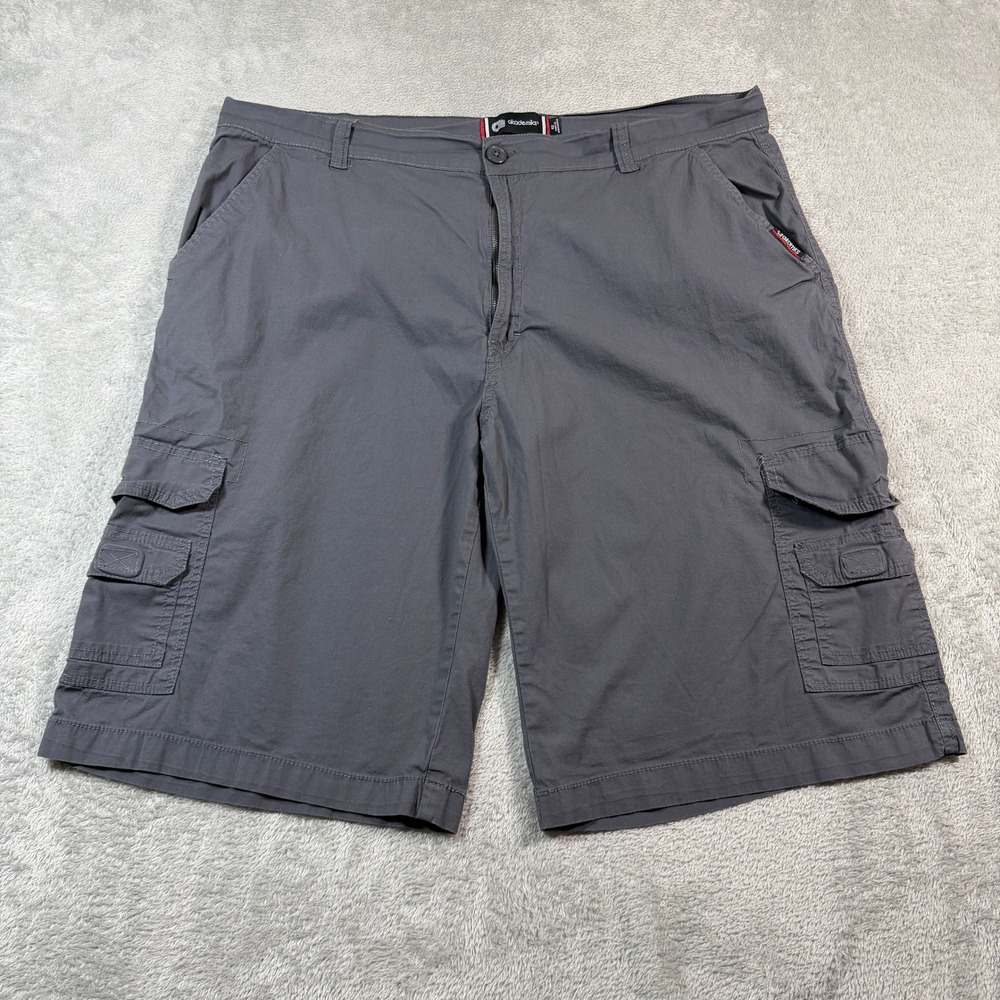 Akademiks Cargo Shorts Mens‎ 42 Gray Flat Front Cotton Stretch Y2K Skater Grunge
